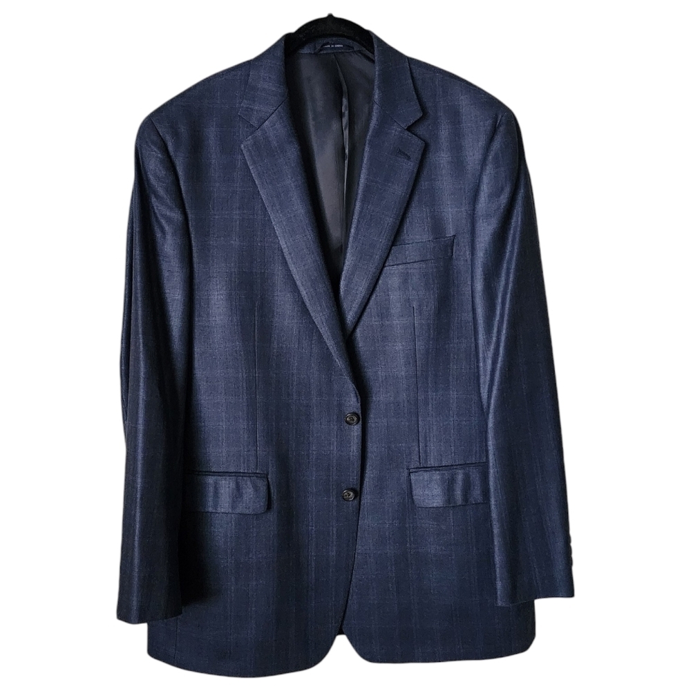 RALPH RALPH LAUREN men's window pane check‎ 2 button blazer in ink blue 44L